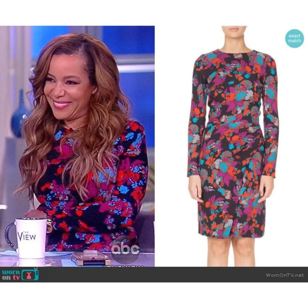 Givenchy Graphic Print Black Floral Long Sleeve Dress ASO Younger and The View - Picture 2 of 16